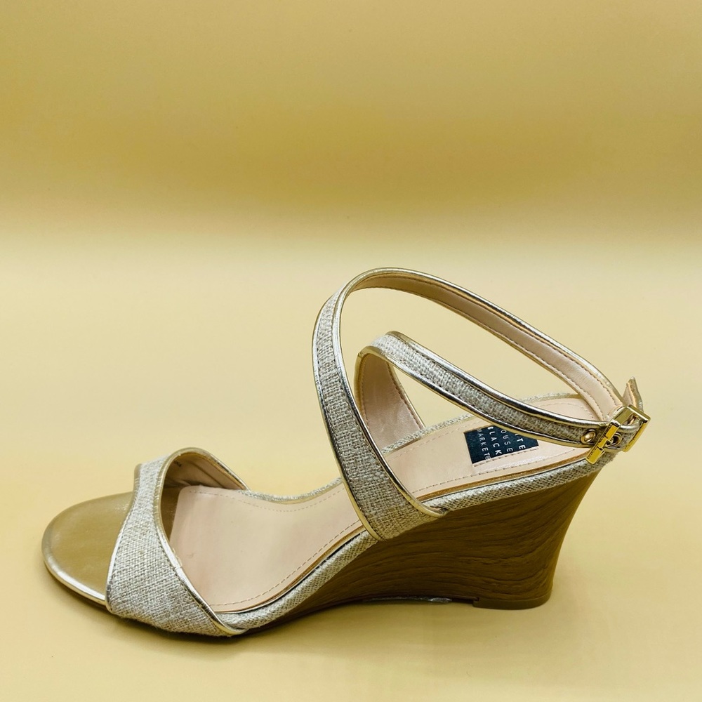 White House Black Market Gold Ankle Strap Sandal Size 8